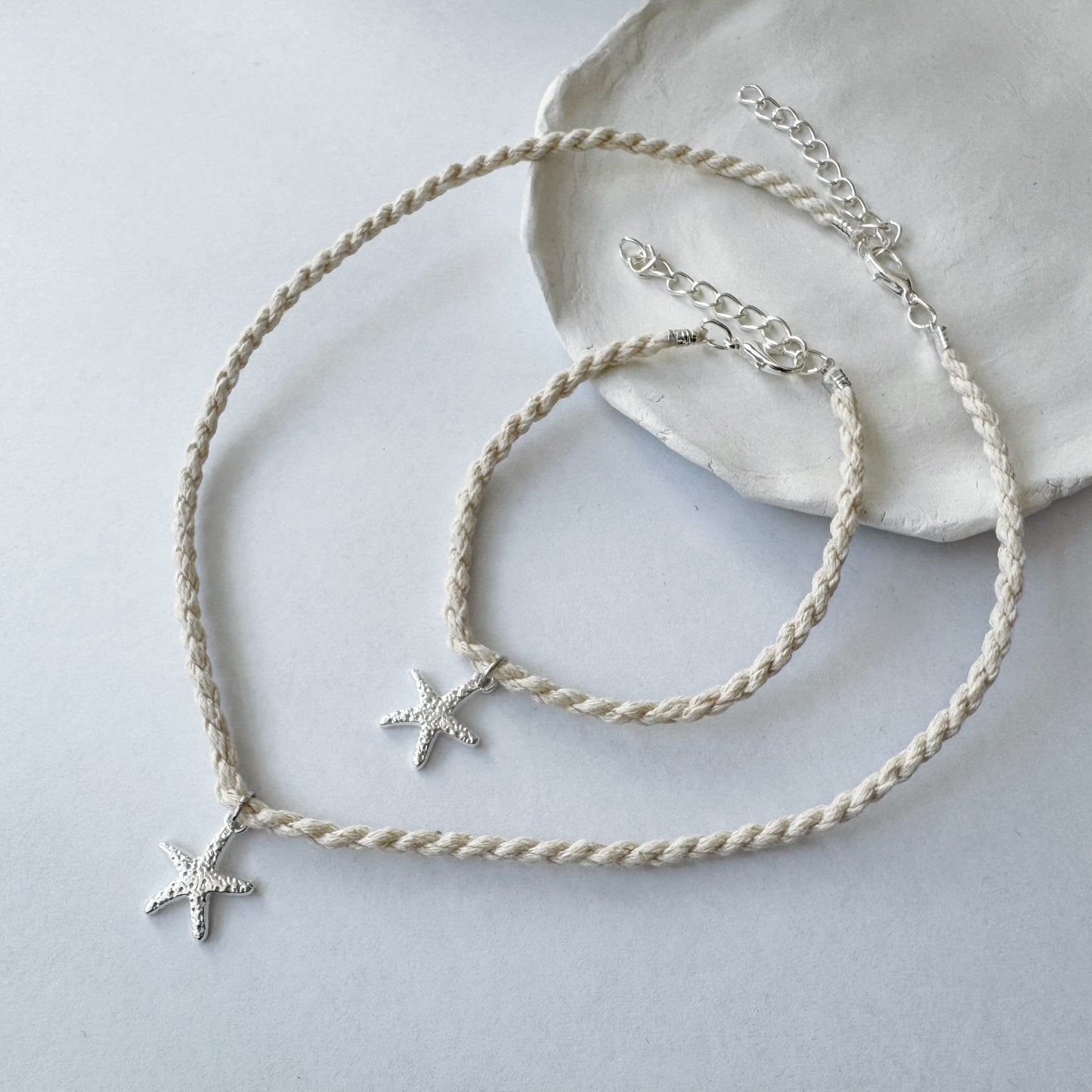 Rope Bracelet & Necklace Set with Starfish Charm