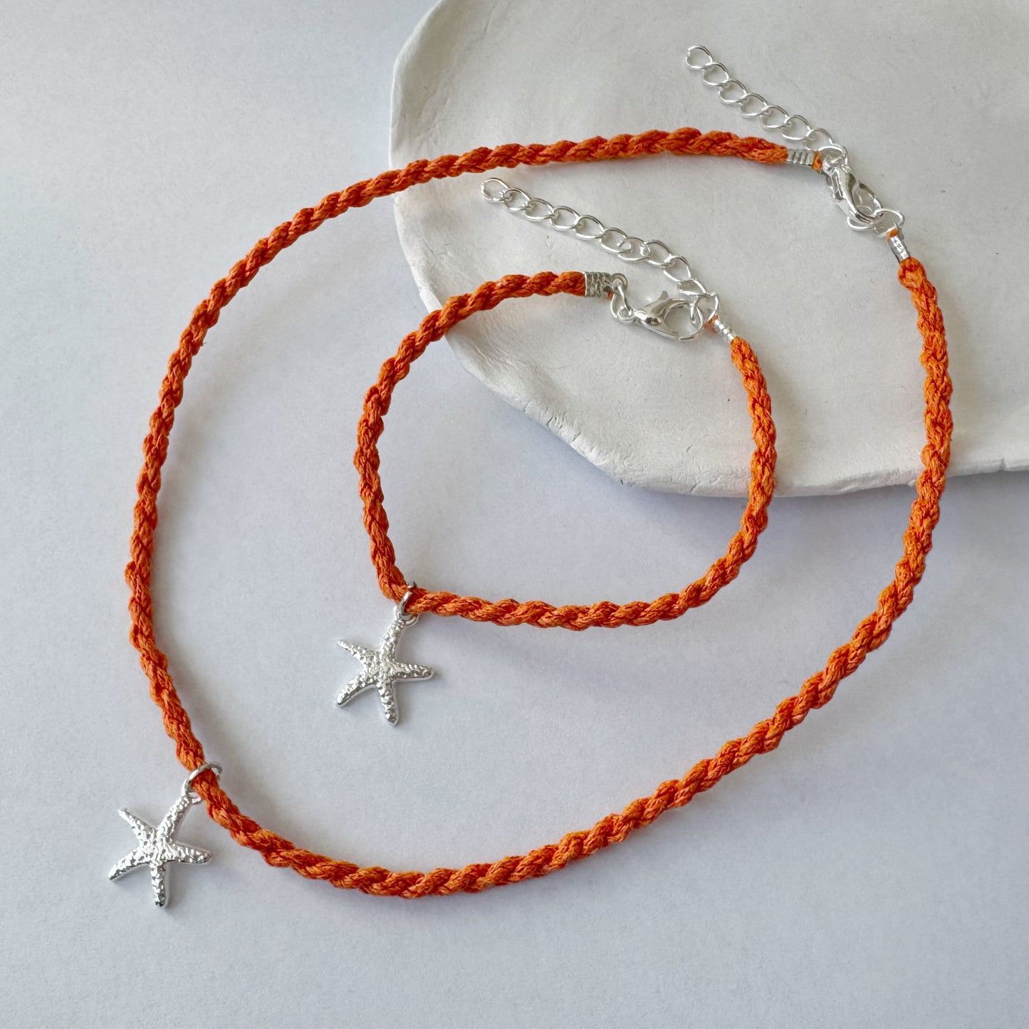 Colorful Rope Necklace with Starfish Charm