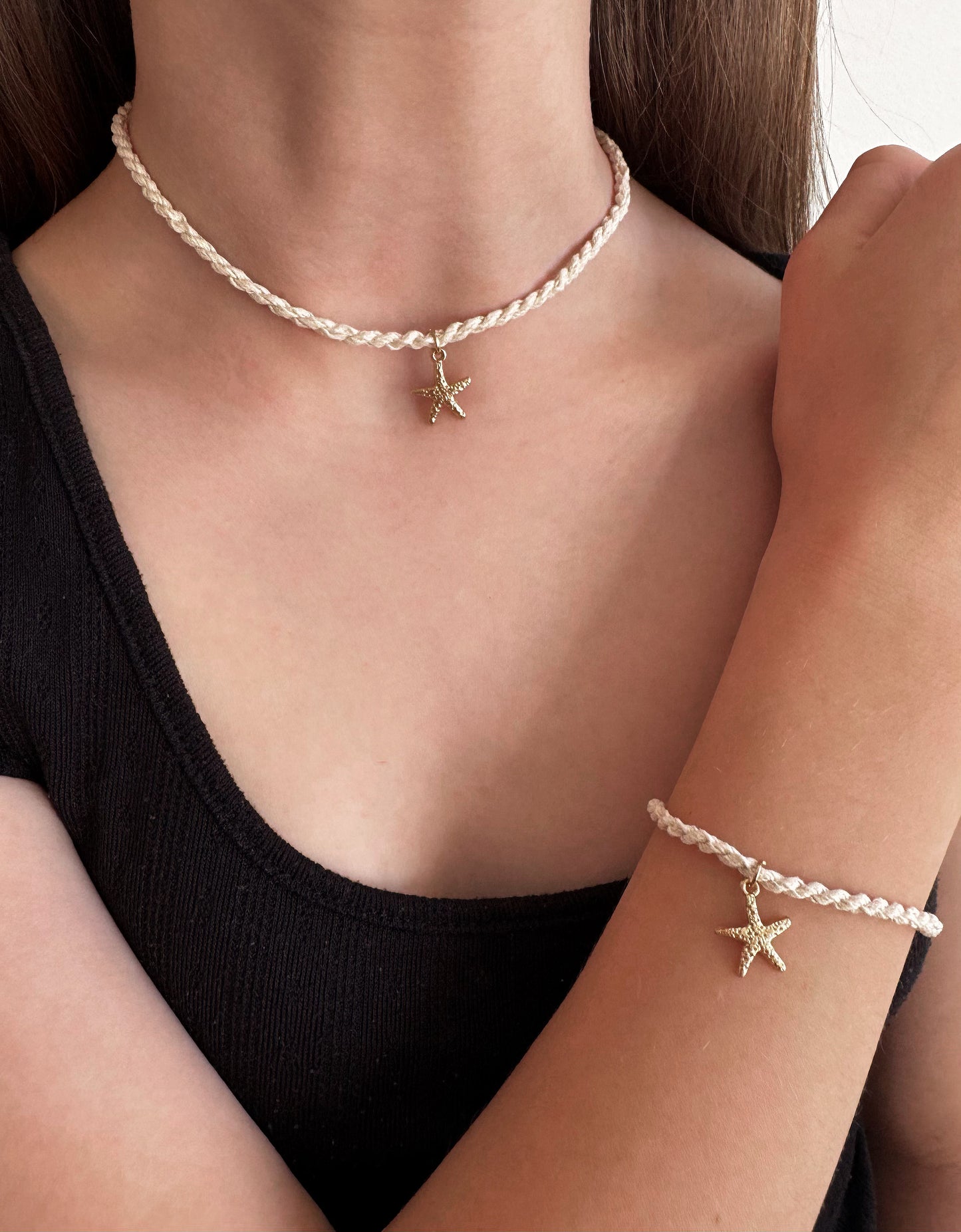 Colorful Rope Necklace with Starfish Charm