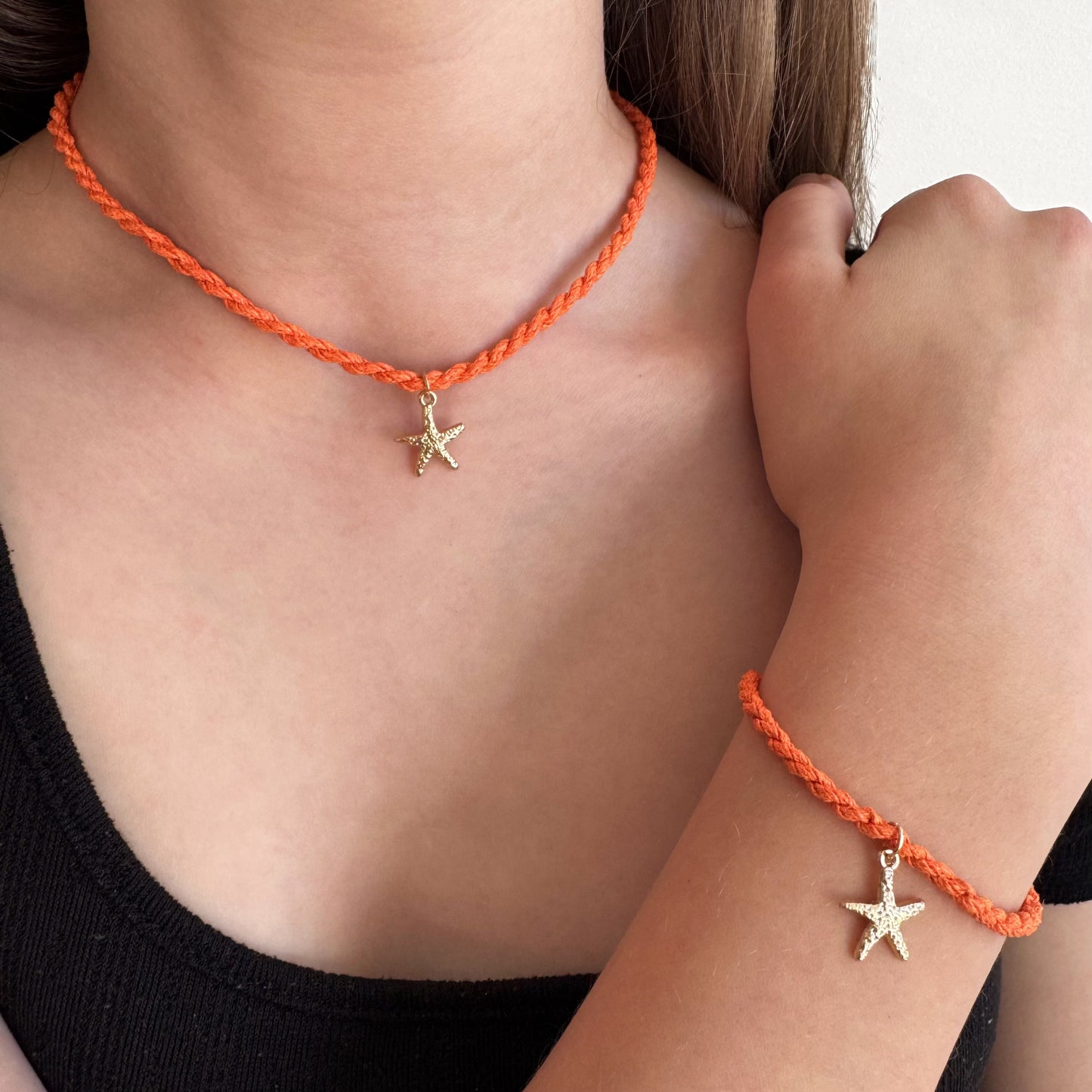 Colorful Rope Necklace with Starfish Charm