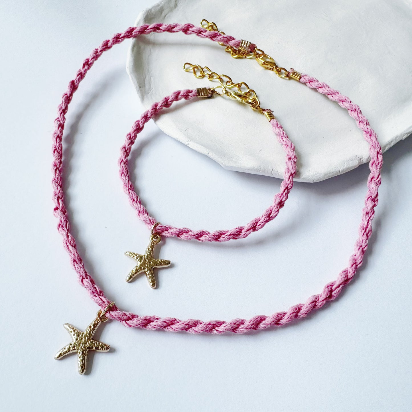 Rope Bracelet & Necklace Set with Starfish Charm