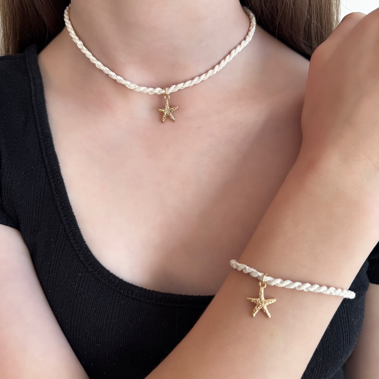 Colorful Rope Bracelet with Starfish Charm