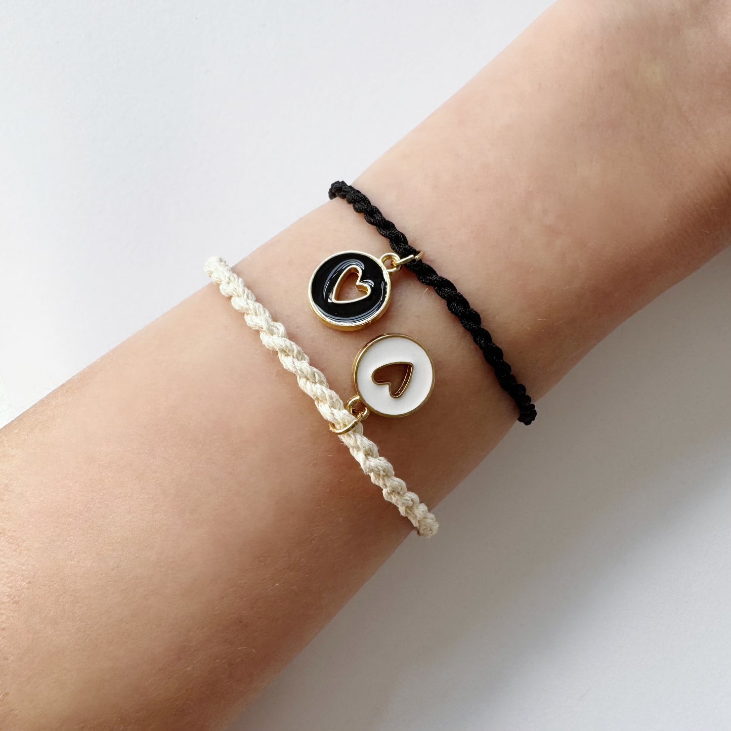 Rope Bracelet with Enamel Heart Charm