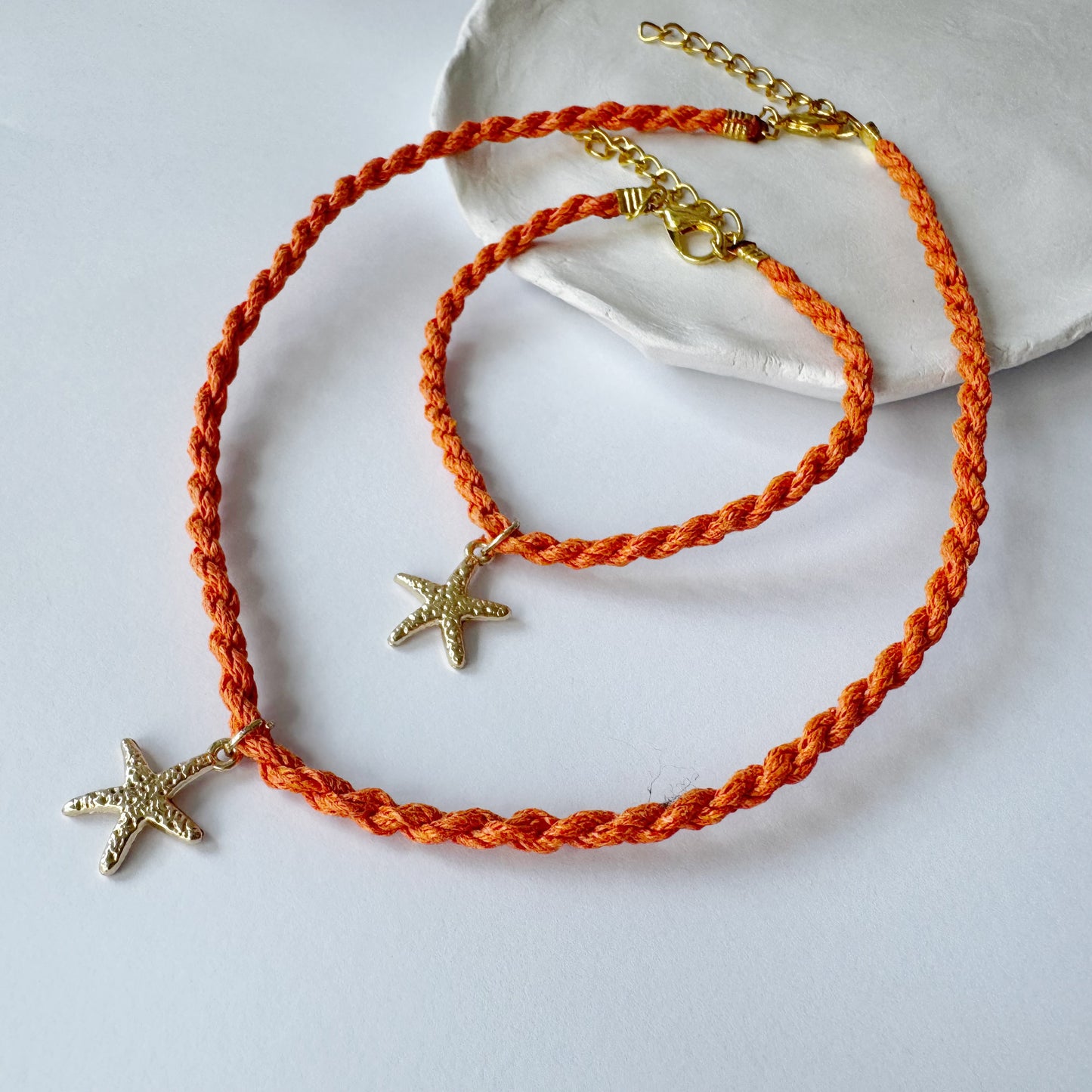 Colorful Rope Necklace with Starfish Charm