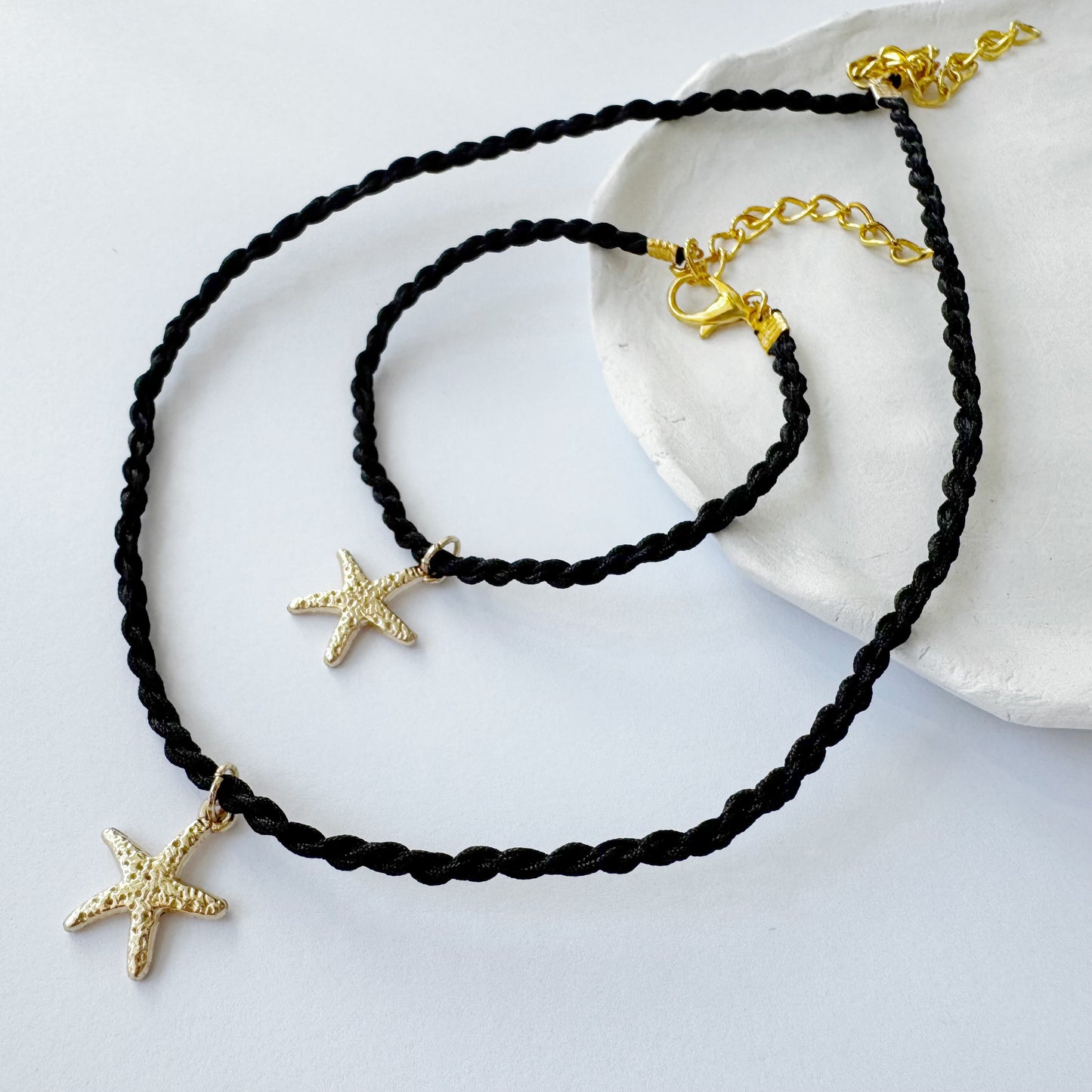 Rope Bracelet & Necklace Set with Starfish Charm