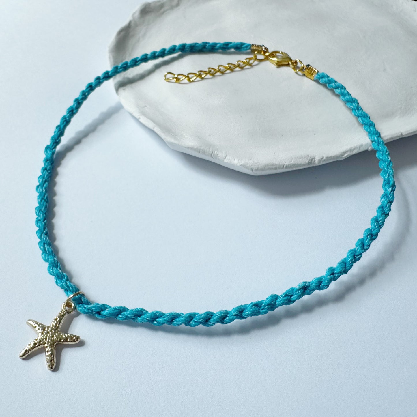 Colorful Rope Necklace with Starfish Charm