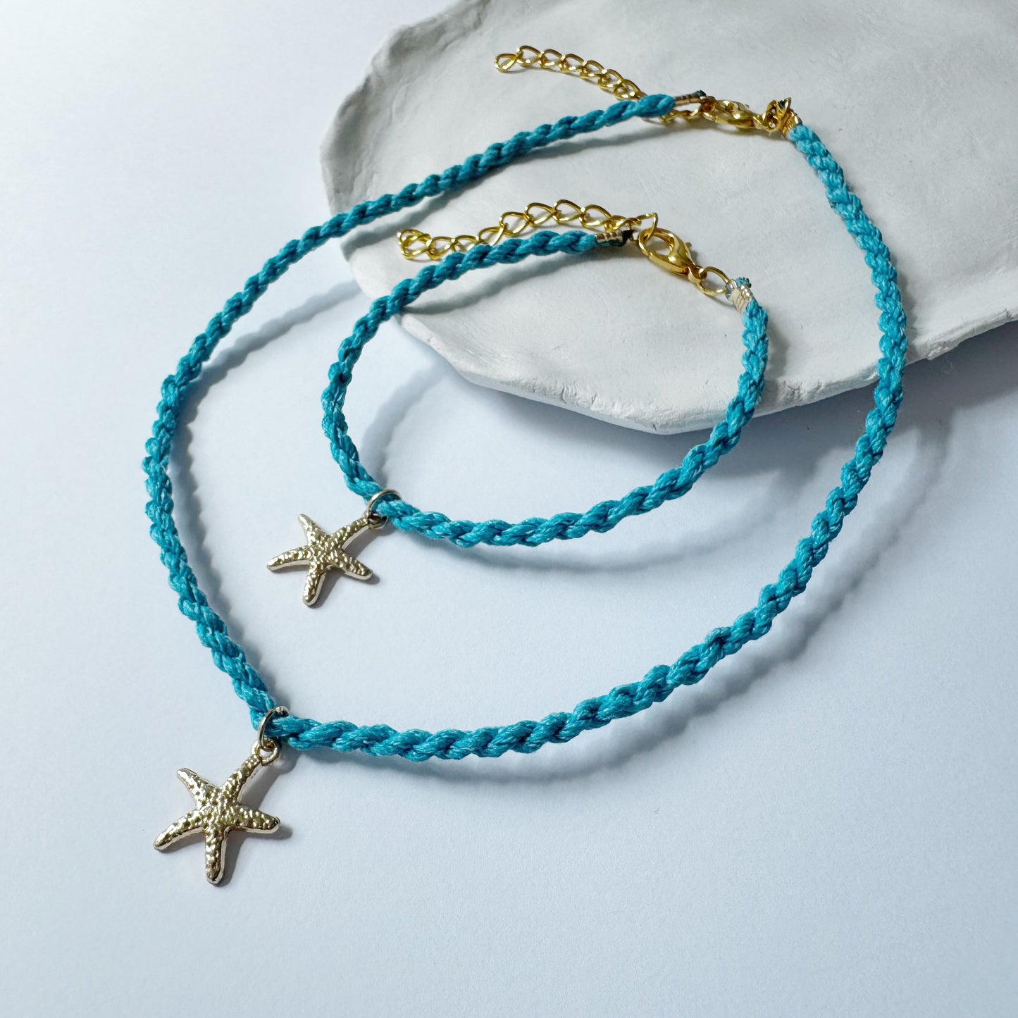 Colorful Rope Necklace with Starfish Charm