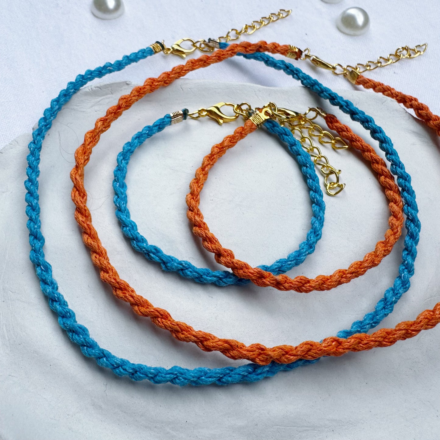 Rope Minimalistic Bracelet and Necklace Set