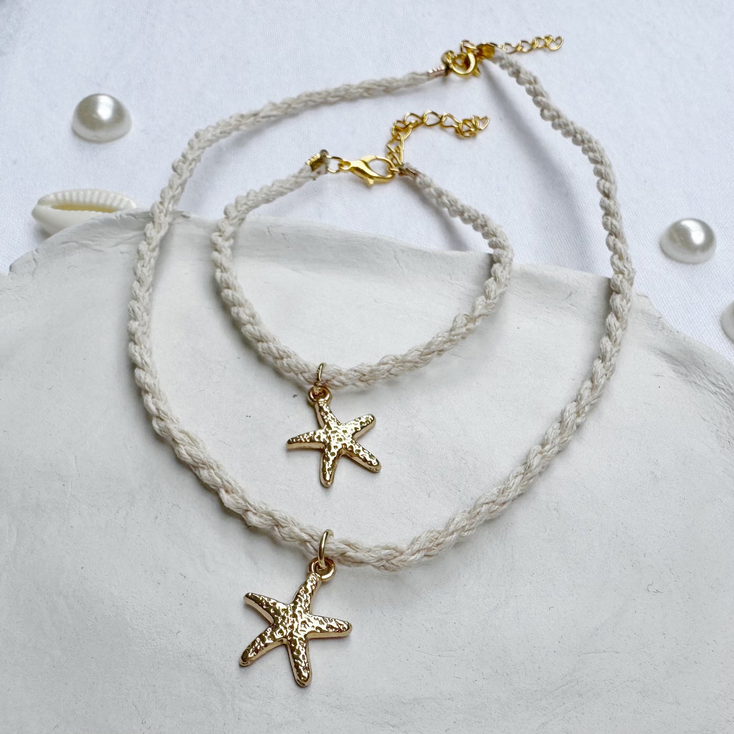 Colorful Rope Necklace with Starfish Charm